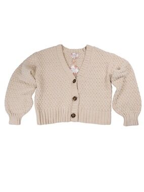 Pink Republic NWT Cream Textured Knit Cardigan Sweater Medium Cozy